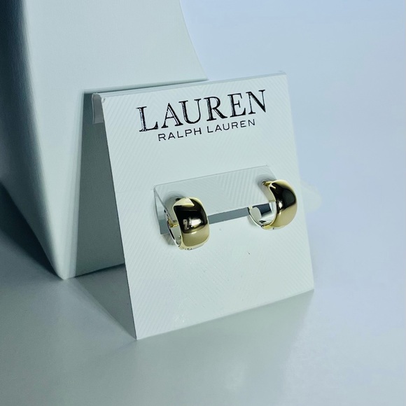 Ralph Lauren Jewelry - Ralph Lauren Two-Tone Crystal Huggie Hoop Earrings